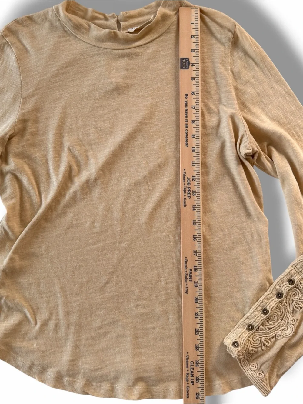 Free People We The Free Hooked On You Embroidered Cuff Top Size Large Wheat